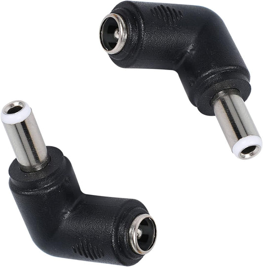 QIANRENON 90 Degree Angle DC5.5x2.5mm to 5.5x2.1mm Male to Female Adapter Converter Coupler 2pcs