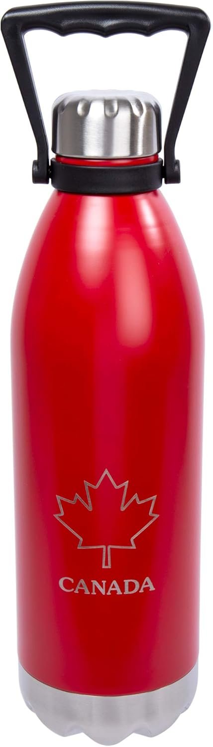 PURE Insulated Water Bottle, 1.5 L, Red - Large Canada Stainless Steel Metal Vacuum Thermal Leak Proof Water Bottles with Handle for Sports, Travel, Home and Office