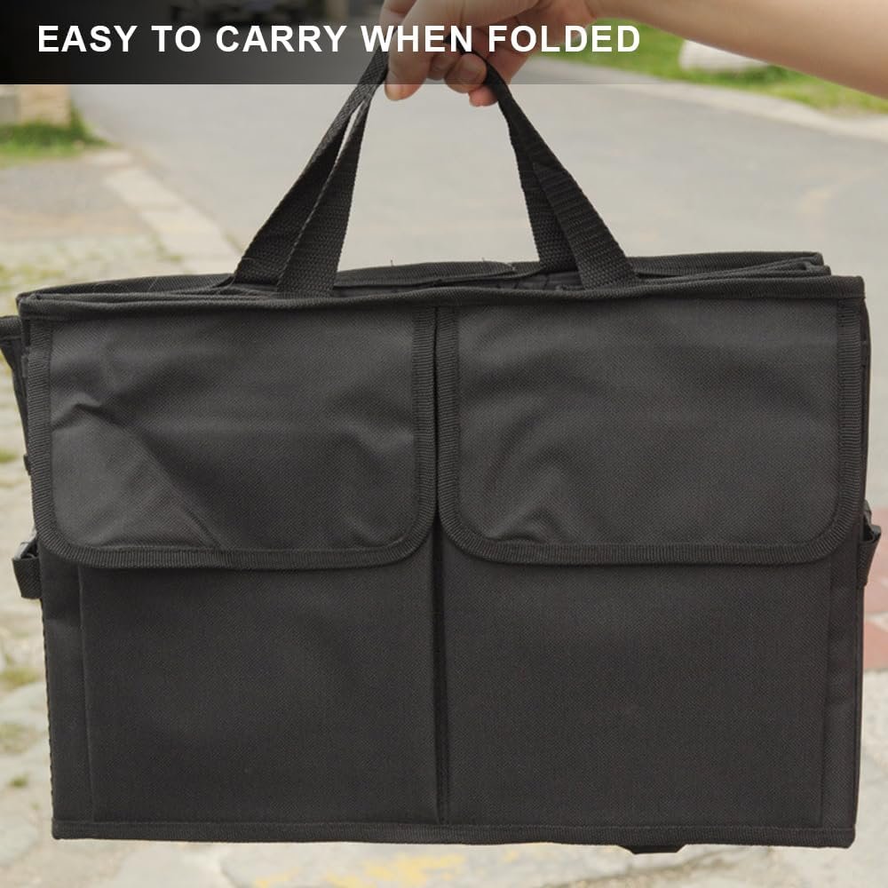Car Boot Organiser, Car Trunk Organizer, Foldable, Multi-Compartment. Car Boot Organiser SUV, Car Storage, With Adjustable Fixing Strap, Waterproof and Non-Slip, Suitable For Suv, Car, Truck, Sedan