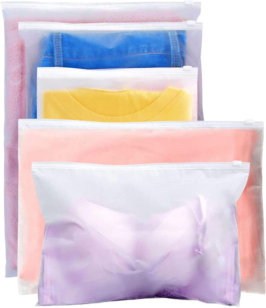 Annhao 15 Pieces Waterproof Travel Bags, Transparent Resealable Zip Bag Multifunctional Travel Bag Organizer Bags for Clothes, Underwear, Shoes, Cosmetics (5 Sizes)