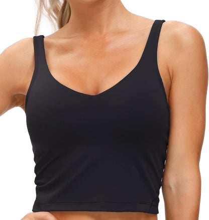 Women’s Longline Sports Bra Wirefree Padded Medium Support Yoga Bras Gym Running Workout Tank Tops