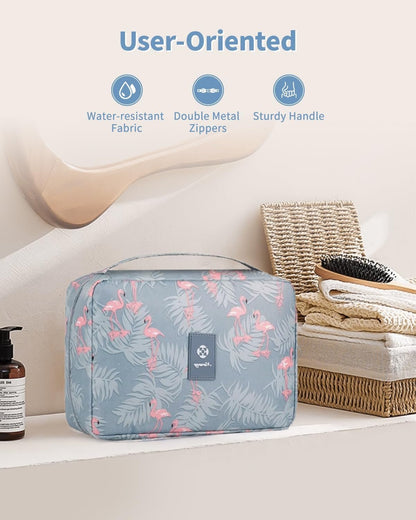 Narwey Hanging Toiletry Bag Women Travel Toiletries Bag Cosmetic Makeup Bag Water-Resistant Organizer for Girls (Flamingo)