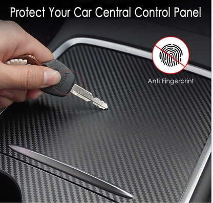 Farmogo Center Console Wrap Kit Carbon Fiber Console Cover Interior Decoration Wrap Kit Compatible with Tesla 2021-2025 Model Y & 2021-2023 Model 3 Tesla Accessories (Matte Carbon Fiber)