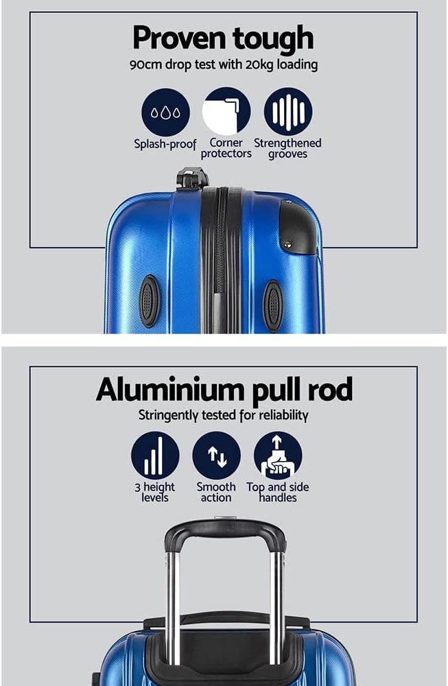 Wanderlite 2-Piece Hardside Luggage Set (20" & 28"), Blue ABS Spinner Suitcases with TSA Lock, 140L Total Capacity