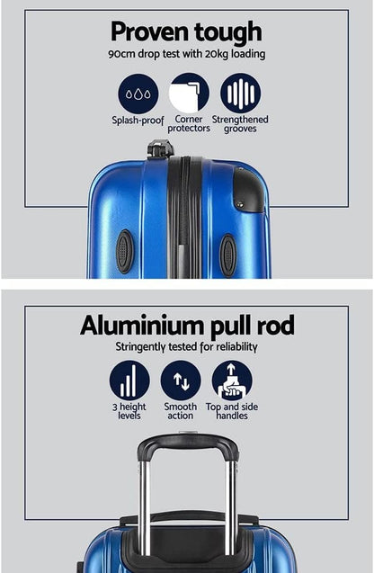 Wanderlite 2-Piece Hardside Luggage Set (20" & 28"), Blue ABS Spinner Suitcases with TSA Lock, 140L Total Capacity