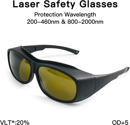 FONLAND Laser Safety Glasses for Laser Engraving Marking OD5+ 200-540nm & 800-2000nm Near Infrared Light, Blu, Green, UV Light Fiber Laser Goggles Eye Protection