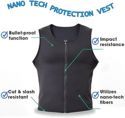 Nano Tech Protection Vest, 2024 New Nano Tech Protection Vest, Zipper Vest Fitness Wear for Men, Gynecomastia Compress Vest, Mens Slimming Body Shaper Vest Compression Shirts, for Exercise Fitness