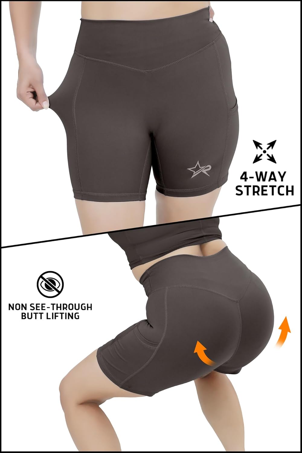 Starforce Apparel Women’s High Waisted Yoga Shorts - Tummy Control, Gym Workout Shorts, Non See-Through Running Shorts with Phone Pocket