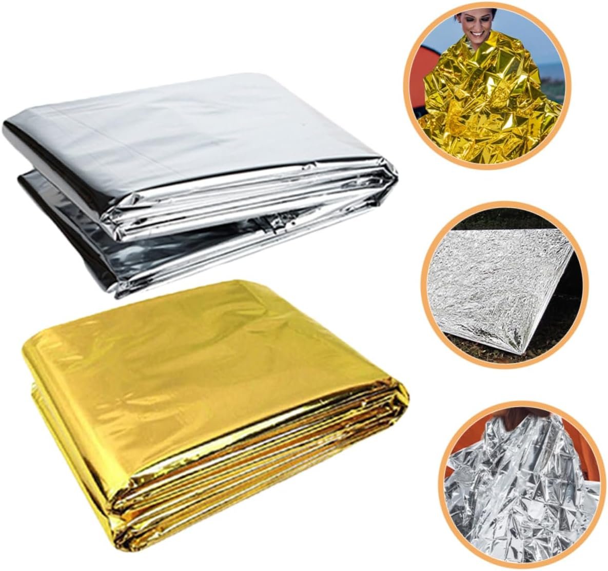 TOBBOMEY 2pcs Insulation Blanket Blankets Survival Survival Tarp Disaster Kit Emergency Poncho Emergency Tent Hurricane Supply List Body Warmers for Cold Weather Camping Gear Comfy Coating