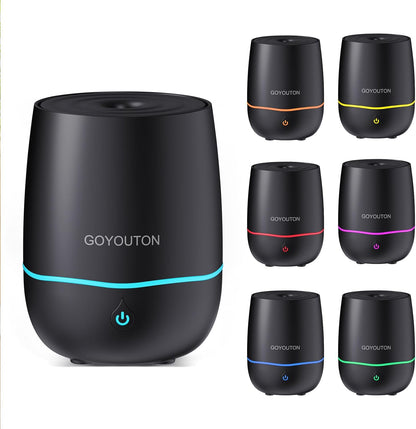 Essential Oil Diffuser, 200ML Diffusers for Home Scent Aromatherapy Diffuser Air Desk Humidifier Aroma Diffuser for Bedroom Room Office with 7 Color LED Lights Quiet Waterless Auto Shuts-Off (Black)