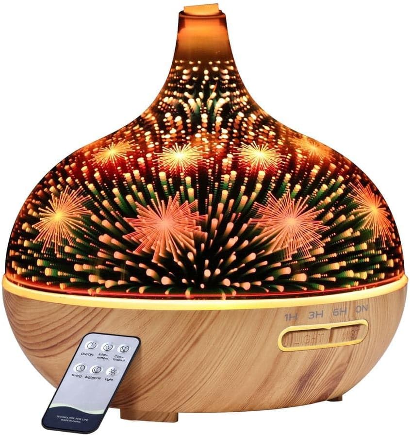 Devanti Aroma Diffuser Aromatherapy Ultrasonic 3D LED Glass Oil Firework 400ml