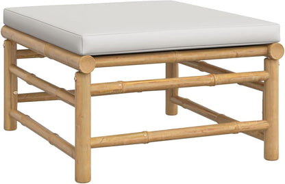 Homgoday Set Salotto da Giardino 8pz con Cuscini Grigio Chiaro bambù, Lettini Prendisole, Divano Letto Mobili, Lettini da Giardino, Lettino da Piscina da Esterno Piscina