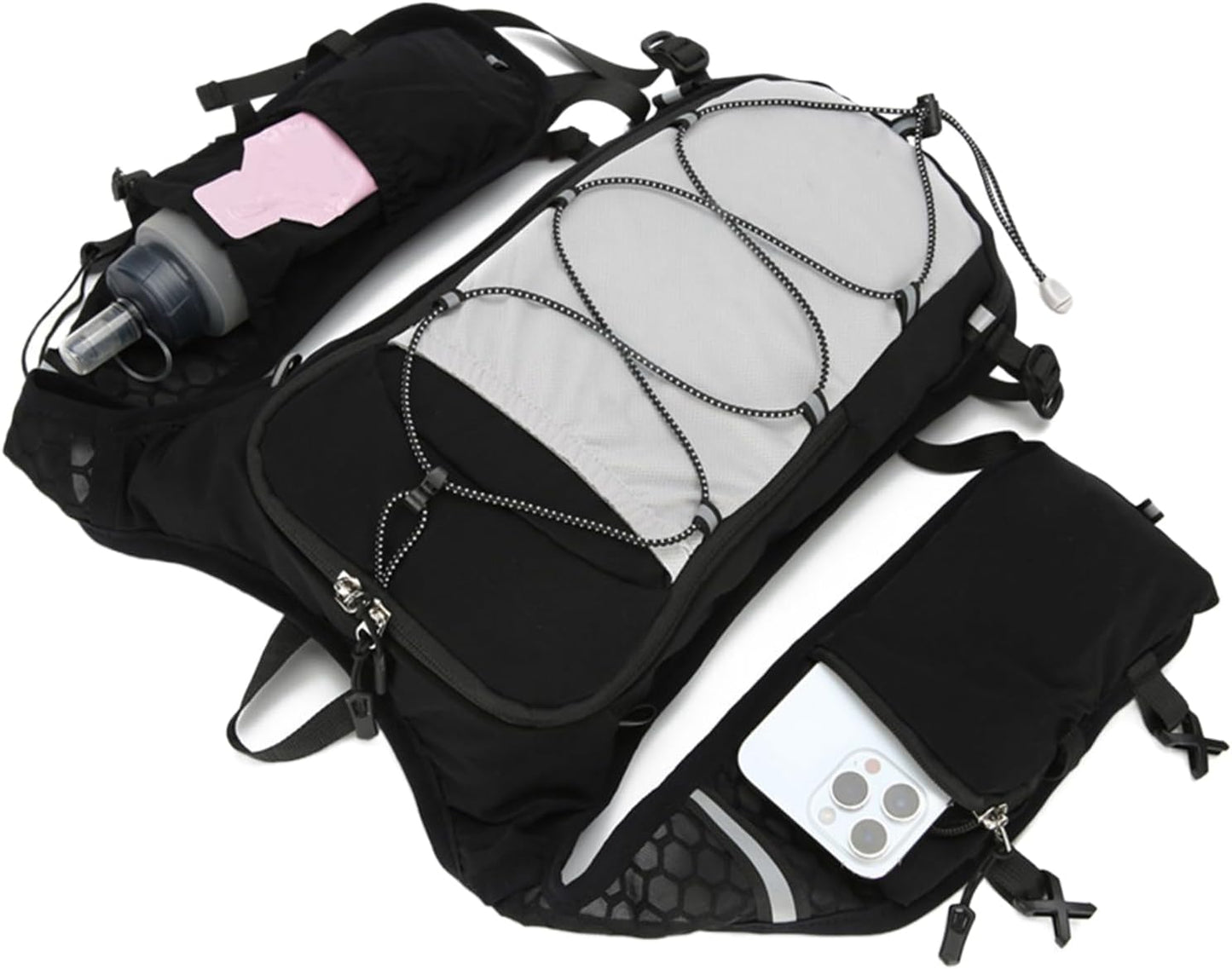 Running Backpack, Reflective Hydration Vest, Breathable Adjustable Sports Bag with 15L Water Bladder, Lightweight Outdoor Gear for Trekking Workout Riding Camping Fishing Travel