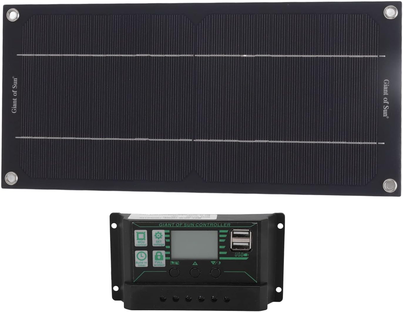 gernie 600W 18V Solar Panel Kit Battery Charger, Solar Panel Starter Kit with 100A Charge Controller, Crocodile Clip & Suction Cup, for RV Marine Boat Off Grid System