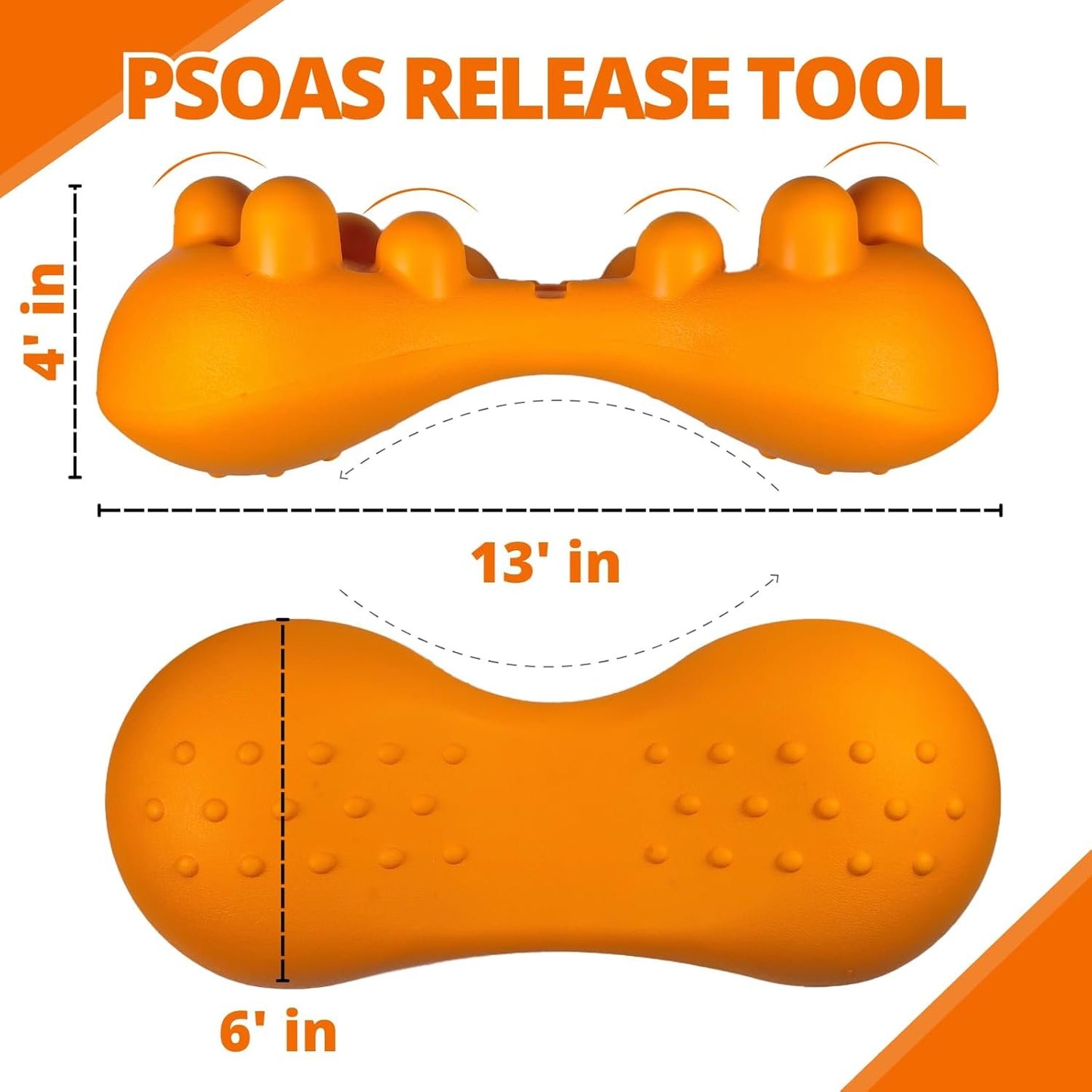 ZeenKind PSOAS Release Tool Muscle Stretcher Device with 14 Massager Knobs for Myofascial Trigger Point, Upper & Lower Back Pain Relief and Fitness Recovery