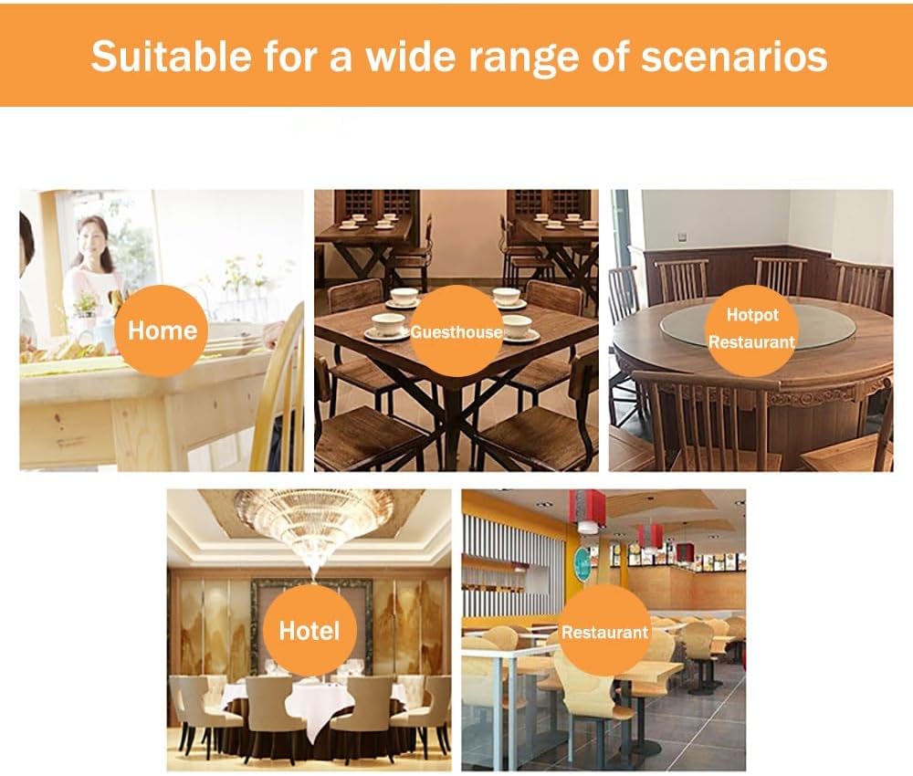 Tempered Glass Tabletop 360° Rotating Tray, 24" 28" 32" Large Serving Plate for Kitchen, Lazy Susan Dining Table Turntable(24inch/60cm)