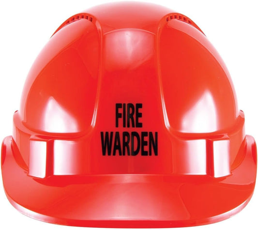 On Site Safety Hammer Head Fire Warden Print Vented Hard Hat, Red