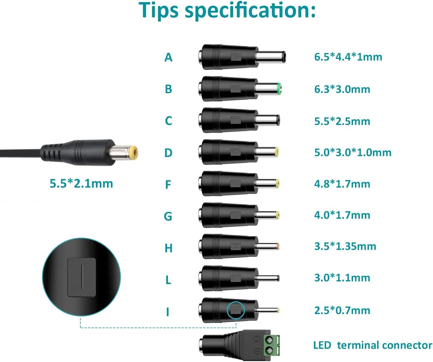 Basicvolt 12V 3A AC/DC Adapter Universal Power Supply with 10 DC Plugs, Regulated 12Volts 3000mA Power Adapter for LED Strip Light, CCTV Camera, BT Speaker, Router, DC12V Transformer