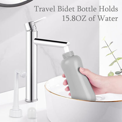 Portable Bidet Travel Large Capacity 450ml(15oz) Personal Bidet Toilet Handheld Bidet Gray