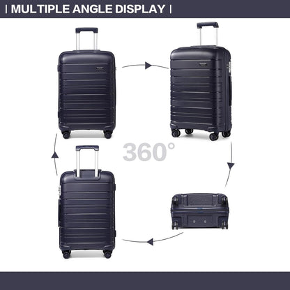Kono Lightweight Hard Shell Suitcase Travel Carry On Luggage, Navy, Hard Cabin Suitcase