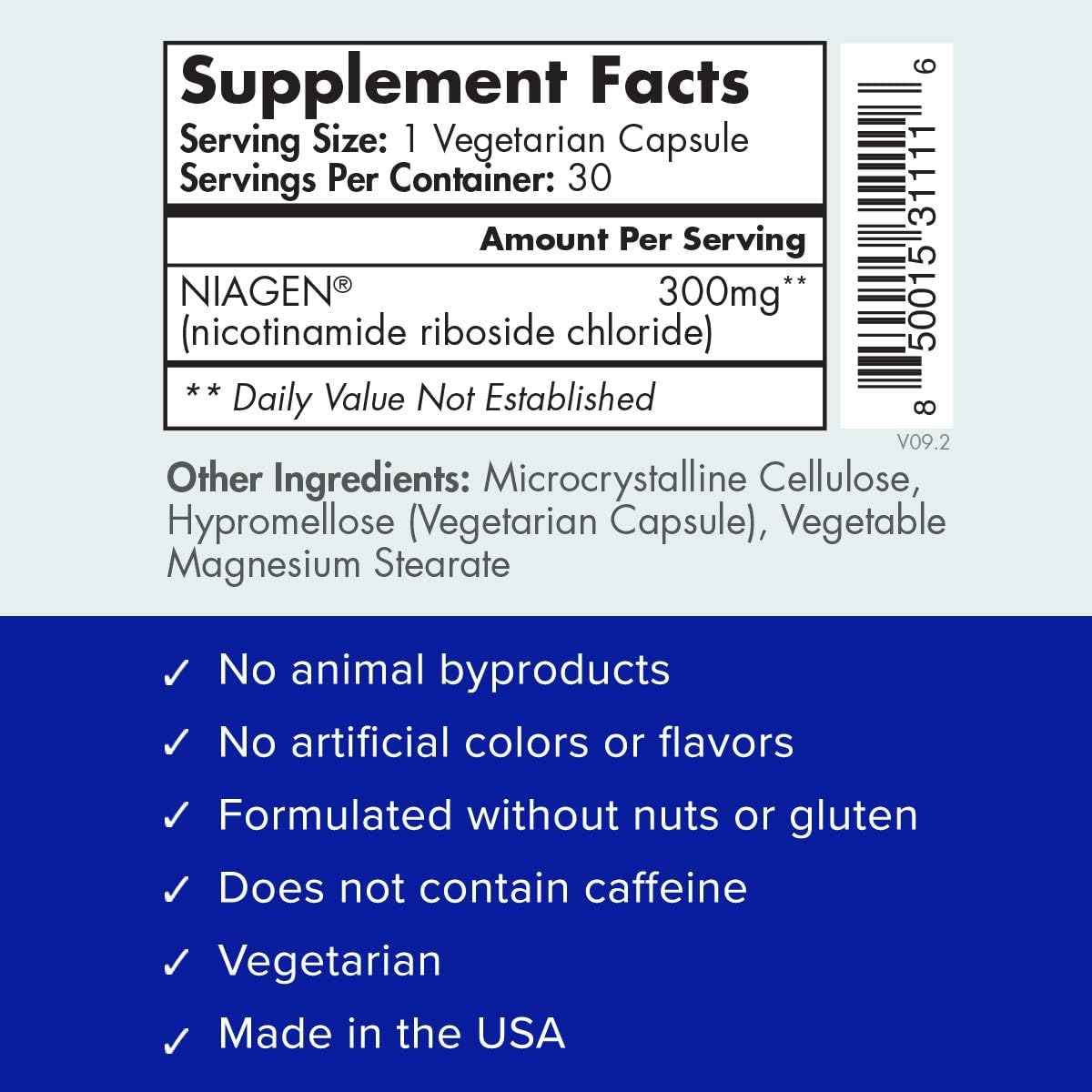 TRU NIAGEN Patented NAD+ Supplement for Anti Aging and Cell Regeneration, 300 mg Niagen, 30 Servings | Supports Cellular Energy, Brain, Muscle | Nicotinamide Riboside (NR) Take 1 Daily | 1 Bottle