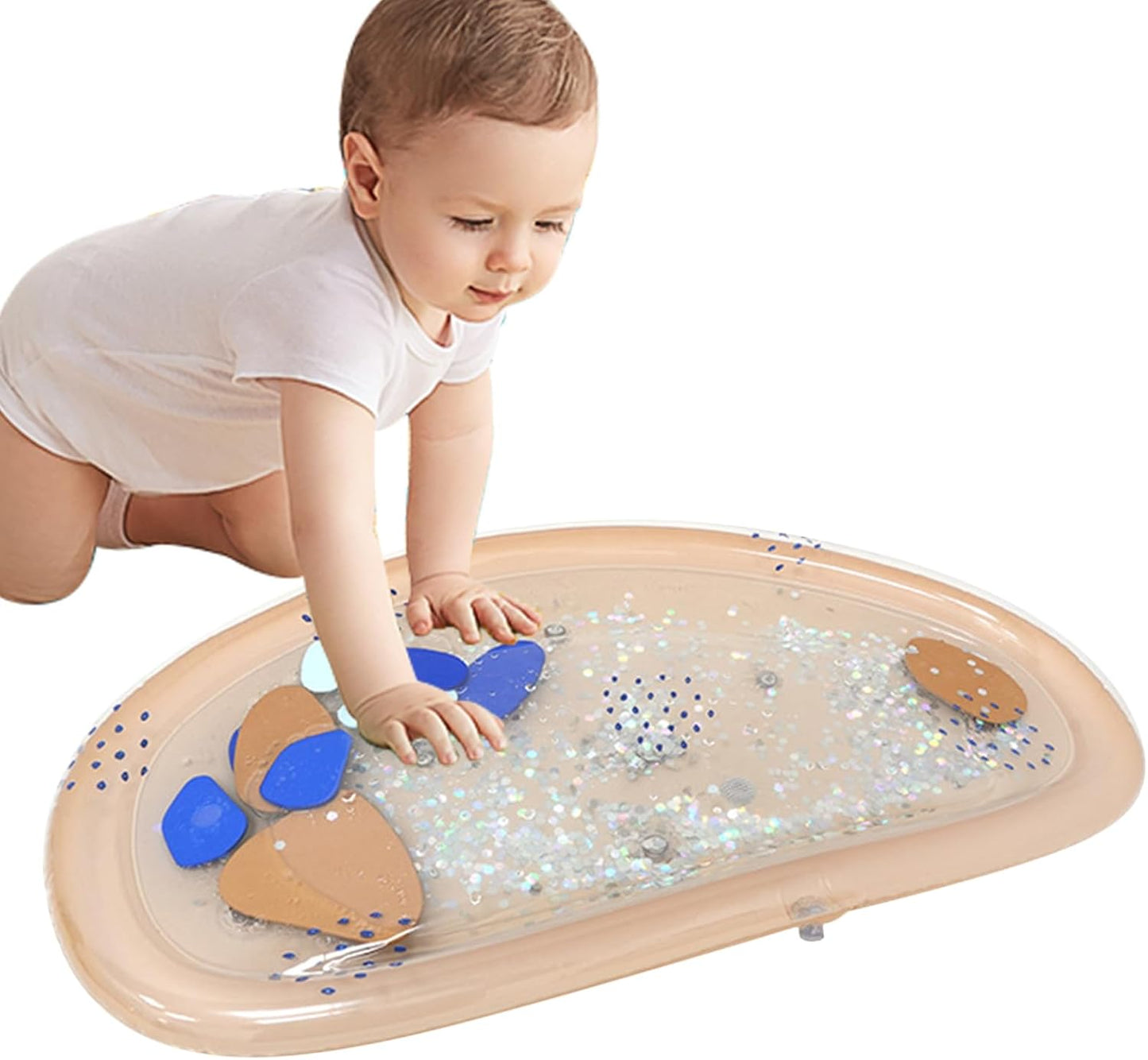 Water Play Mat, Inflatable Tummy Time, 28.74x16.54in Sensory Development Toy, Promotes Motor Skills, Fun Learning Features, Ideal For, Bath, Beach, Easter Play