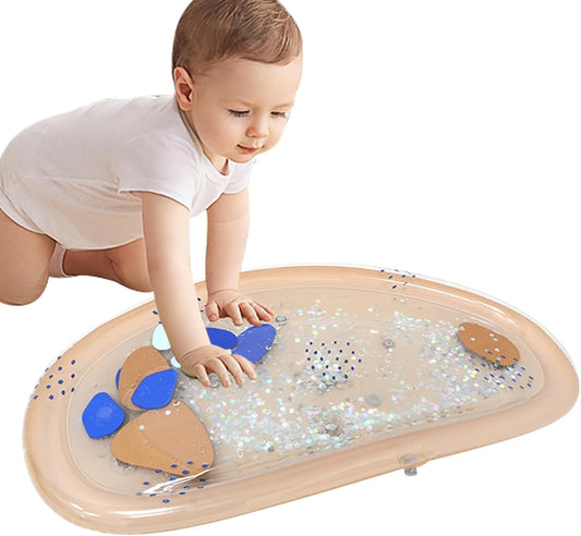 Water Play Mat, Inflatable Tummy Time, 28.74x16.54in Sensory Development Toy, Promotes Motor Skills, Fun Learning Features, Ideal For, Bath, Beach, Easter Play