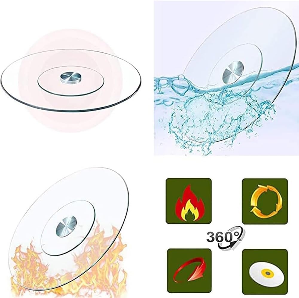 Tempered Glass Lazy Susan Turntable Dining Table Turntable Large Tabletop Serving Plate 24in/31in/36in/40in Rotating Tray 360° Swivel Display Serving Tray(60cm (24inch))