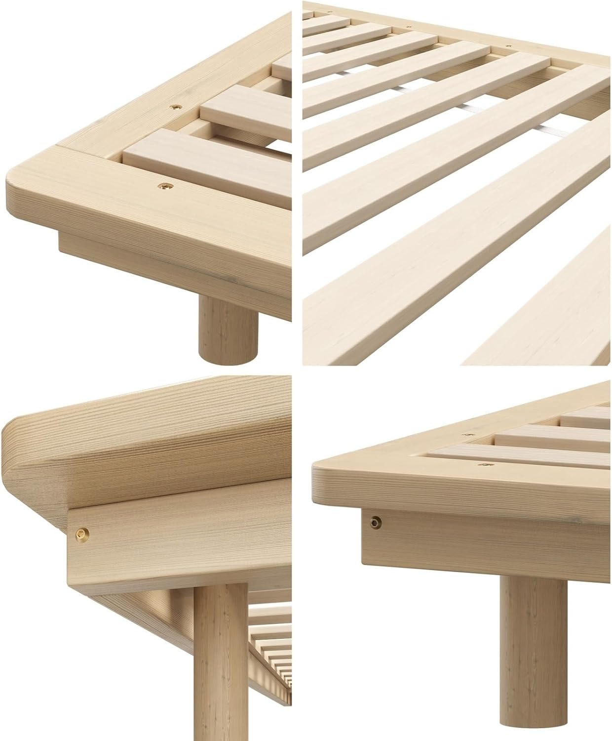 Oikiture Single Bed Frame Solid Wood Frame Platform Bed Wooden Bed Base
