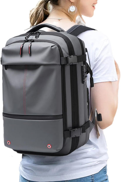 Vacuum Backpack – Anti-Theft Travel Bag | Waterproof Luggage Pack With Password Lock, Expandable 60L Volume, Air Compression Organizer, Dry Wet Divider, Outdoor Gear For Hiking & Business Trips