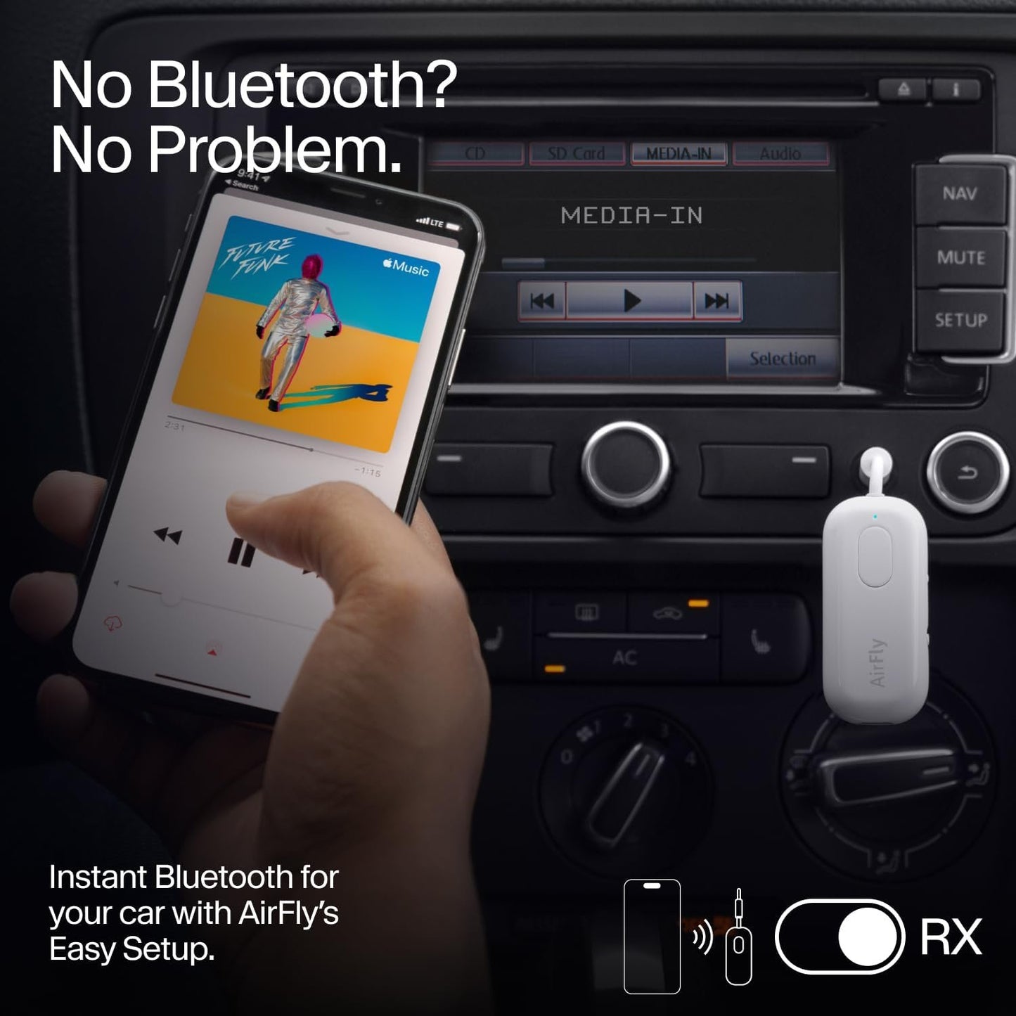 Twelve South 4353 Airfly Pro | Wireless Transmitter/Receiver with Audio Sharing for Up to 2 Airpods/Wireless Headphones to Any Audio Jack for use On Airplanes, Boats or in Gym, Home, Auto