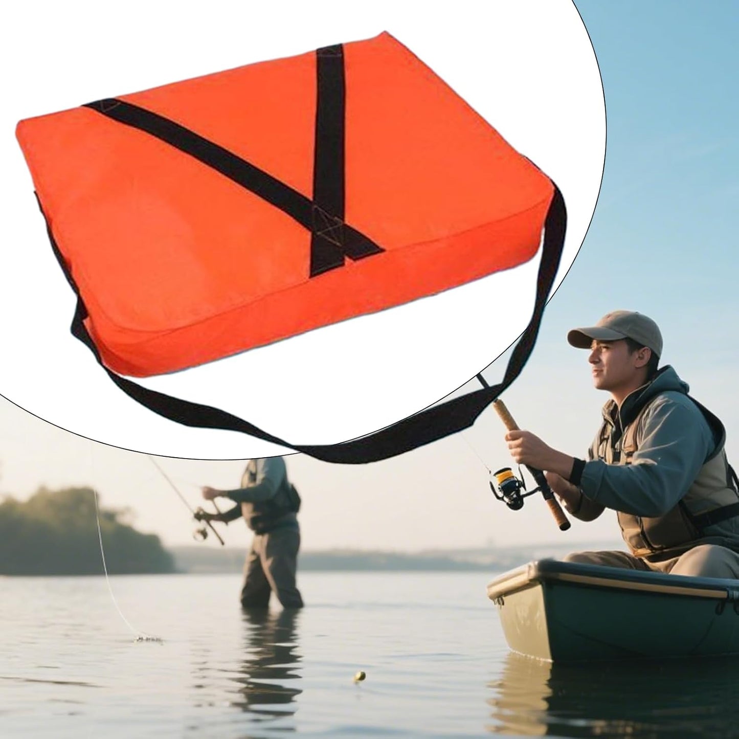 Fruusv Boat Cushions Flotation, Throwable Seat Cushion, Life Preserver for Swimming, Kayaks, Safety Rescue Tool with Strap, Durable, Lightweight, Portable, 13.78x17.72x2.36 Inches