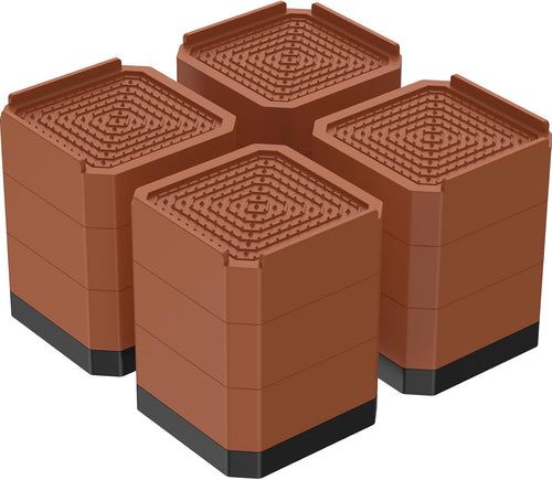 Bed Risers 3-Layer Detachable Adjustable Furniture Risers, Heavy-Duty Stackable Bed Lifts Risers, Durable & Stable Table Couch Sofa Bed Risers Detachable Bed Risers, Reusable Bed Risers (Brown)
