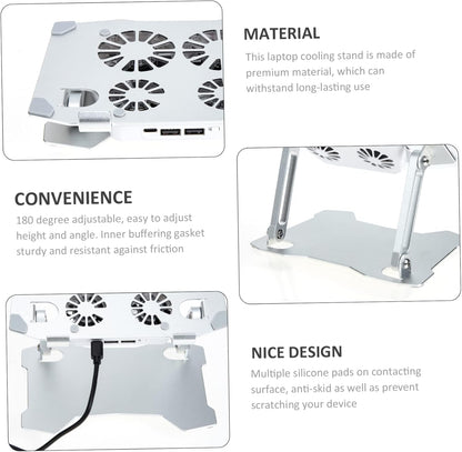 KOMBIUDA 4 Adjustable Laptop Stand with Cooling Fans Ergonomic Height for Pads Compatible with Laptops Tablets and More for Home Office Use