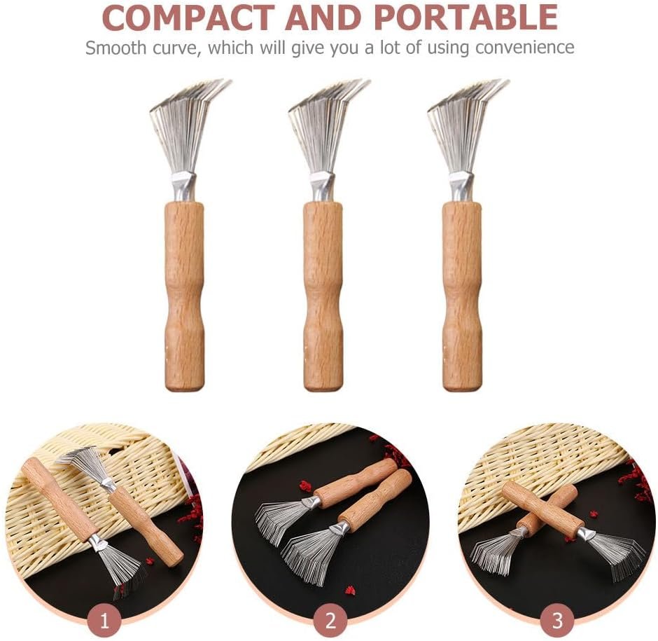 FOMIYES 6 Pcs Hair Brush Cleaners - Portable and Ergonomic Comb Cleaning Tools for Home and Travel, Yellow, 4.52*1.18*1.57 Inch