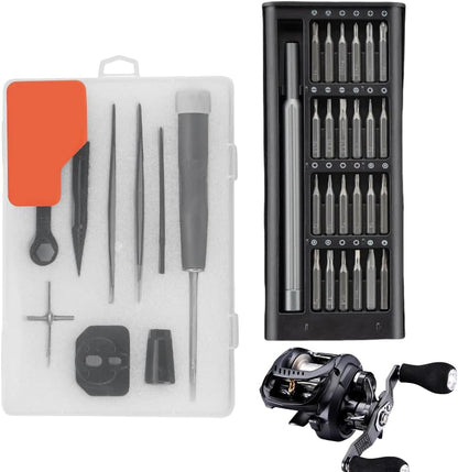 Huvqianu Fishing Reel Cleaning Kit, Portable Maintenance Tool Set, Multi Use Repair Wrench, Compact Organizer, Essential Gear Care, for Freshwater And Saltwater Reels