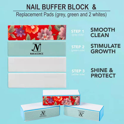 Nail Buffer Block, Nail Files and Buffers 4-Way Nail Buffer and Shine Kit – 3 Step Mini Natural Nail Polisher Sanding File Block for Professional Manicure Nail Care DIY or Nail Salon Pack of 4pcs