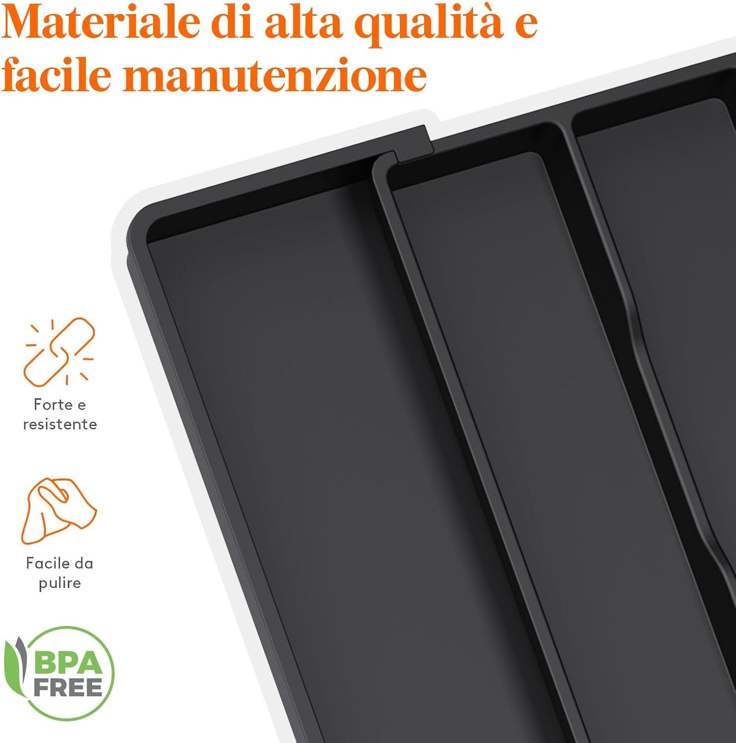 Lifewit Cutlery Tray Drawer Expandable Kitchen Utensil Holder Adjustable Cutlery Holder Kitchen Utensil Holder Plastic Divider for Kitchen Utensils and Gadgets 2 Packs, Black