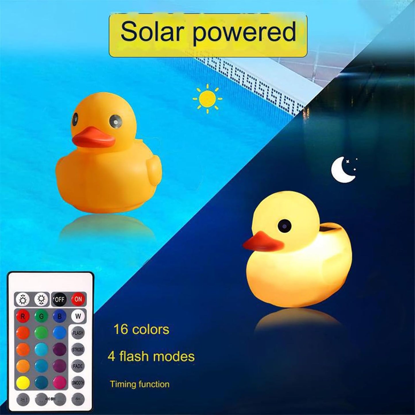 Floating Pool Lights Solar Powered – Duck Shaped Pool Light, Rechargeable Daylight Sensor | Decorative Pond Floating Light For Parties, Backyard Ambience Booster, Solar Duck Ornament, Patio Water Glow