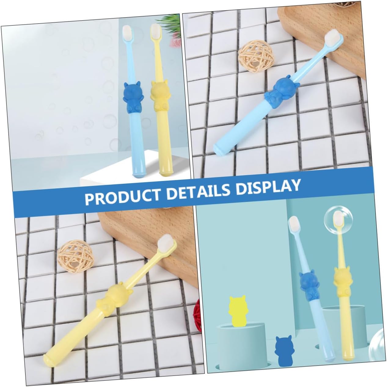 HAMPPLIES 2pcs Toothbrush Soft Bristle Teeth Cleaning Brush for Gentle Care Cartoon Design for Childrens Oral Hygiene