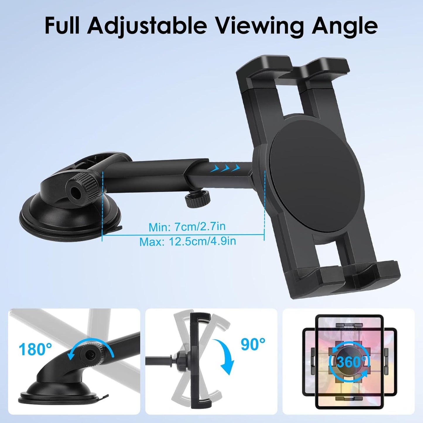 Linkstyle Car Tablet Holder, Windshield with Powerful Suction Cup, Compatible with Tablet Phone iPad 5.5-11.0 Inch