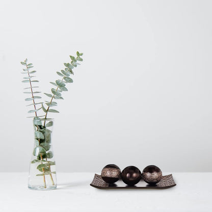 HomeRoots Tray and Orbs Balls Set of 3 | Beautiful Decoration Centerpiece, Home Decor | Decorative Accents Balls for Living Room, Coffee and Dining Table Décor
