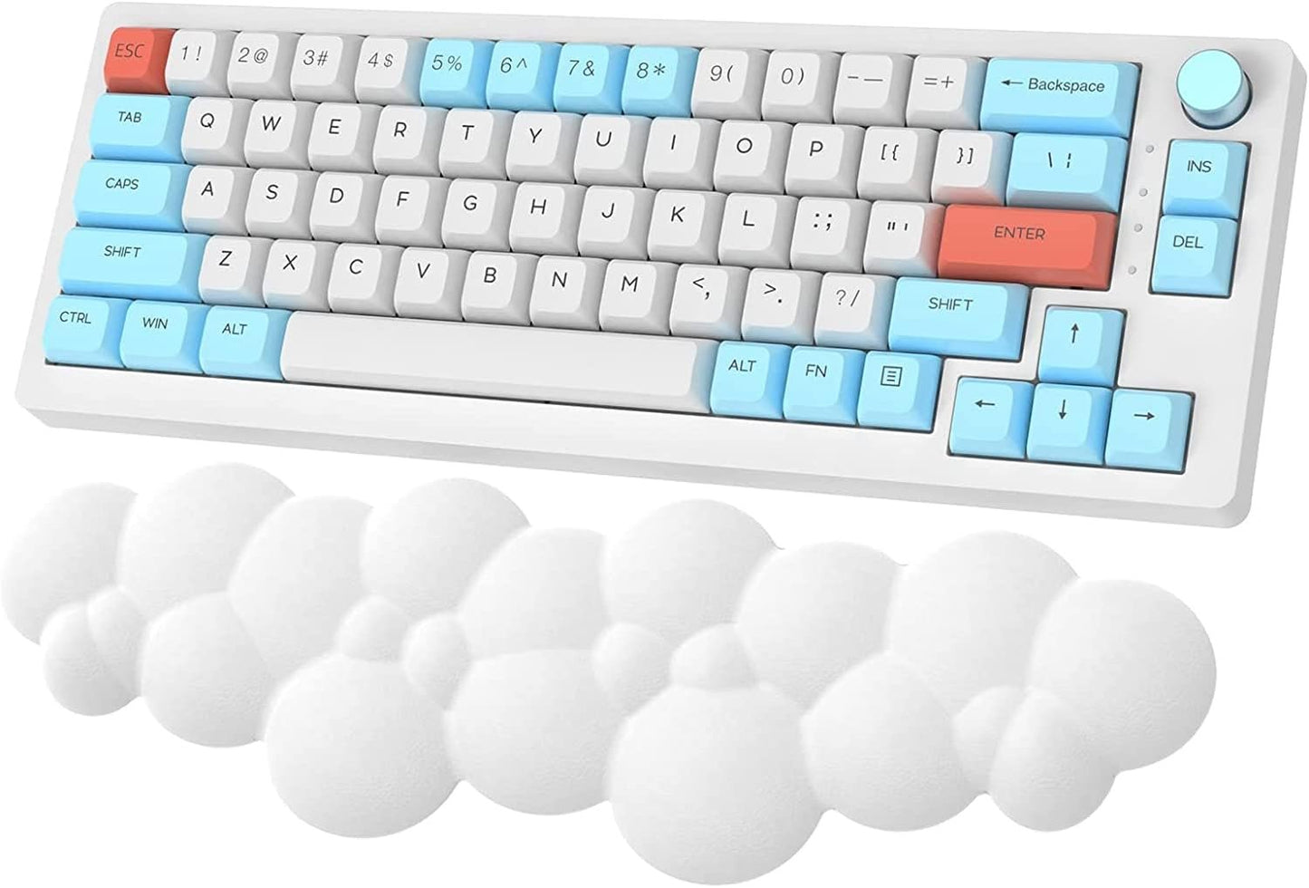 Cloud-Soft Ergonomic Wrist Rest for 100 Keys 87 Keys 68keys Keyboard PU Material Anti-Slip Rubber Base Memory Foam Cloud-Shaped Palm Rest for Computer Laptop,Pain Relief (White)