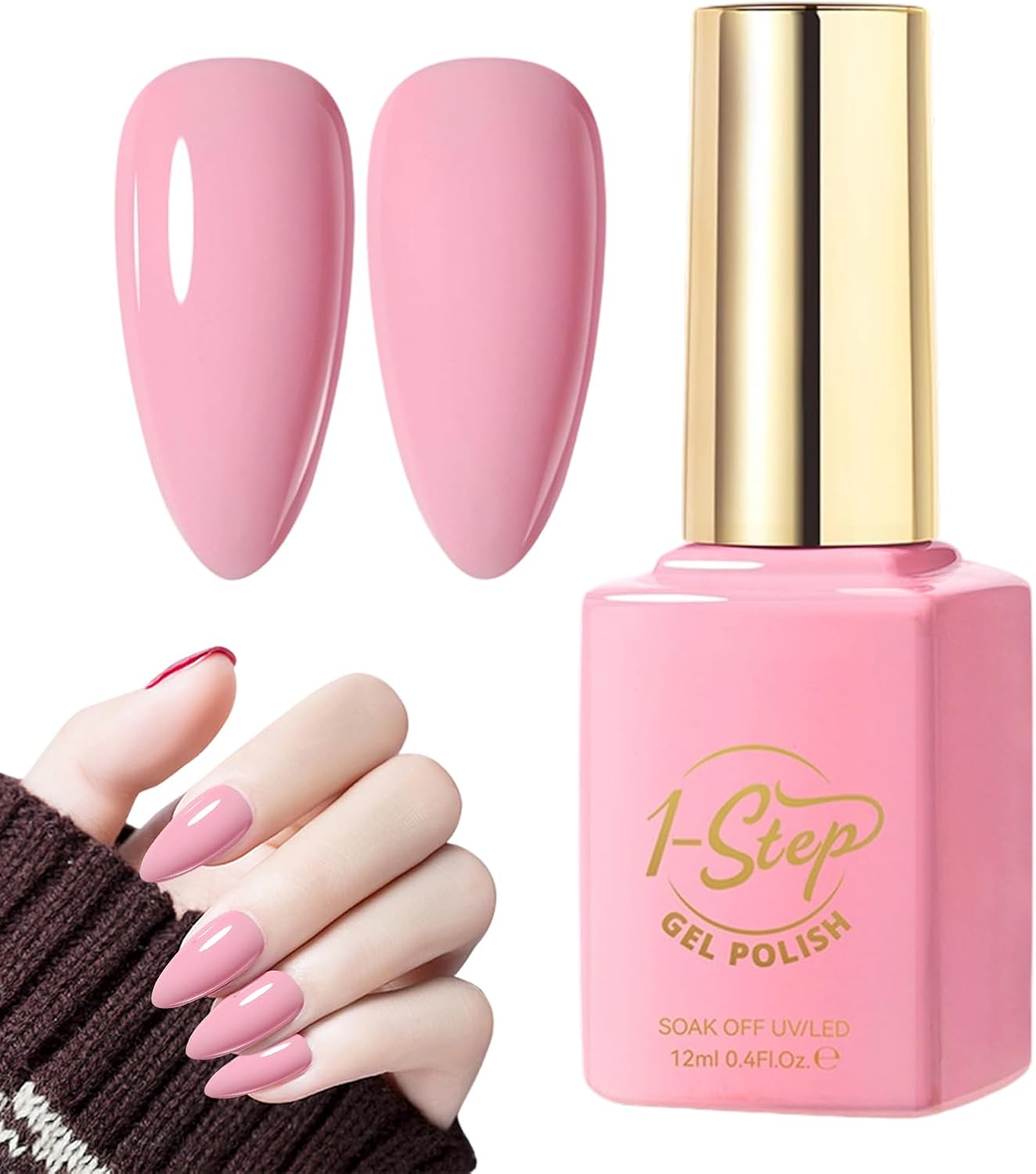 Ceprznvey Gel Polish, Nail Care, Long Wear Spring Shade 12ml Nude 1 Step Glossy Beauty LED UV Lamp Color Natural Look Smooth Coat Manicure Art for Salon Home