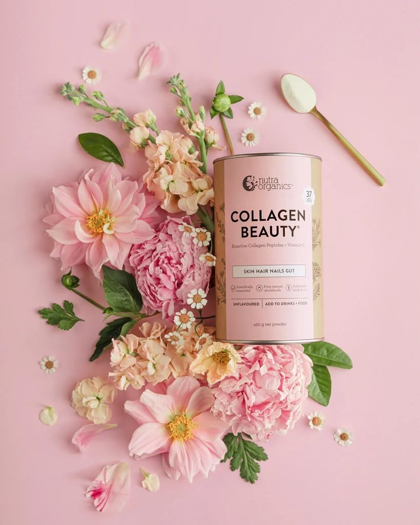 Nutra Organics Collagen Beauty Unflavoured 450g | Anti-Aging Collagen Peptides and Vitamin C | Collagen Powder for Healthy Hair, Nail, Skin and Gut Wellbeing (37 Serves)