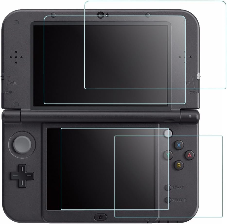 Screen Protector for Nintendo New 3DS XL, AFUNTA 4 Pcs Tempered Glass for Top Screen and HD Clear Crystal PET Film for Bottom Screen, 3DSXL Film Accessory