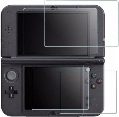 Screen Protector for Nintendo New 3DS XL, AFUNTA 4 Pcs Tempered Glass for Top Screen and HD Clear Crystal PET Film for Bottom Screen, 3DSXL Film Accessory