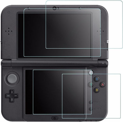 Screen Protector for Nintendo New 3DS XL, AFUNTA 4 Pcs Tempered Glass for Top Screen and HD Clear Crystal PET Film for Bottom Screen, 3DSXL Film Accessory