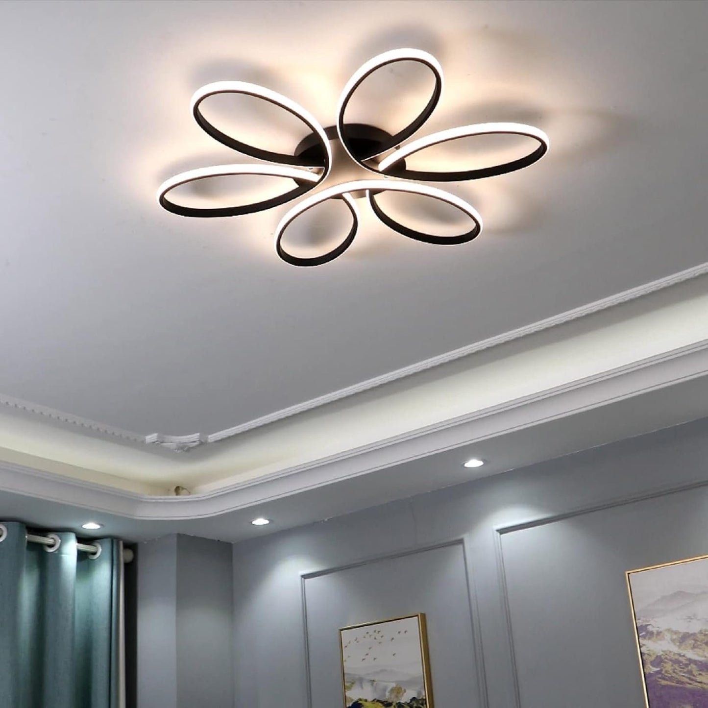 Modern LED Chandelier Lighting Ceiling Light Fixture Flush Mount Lamp for Living Room Bedroom Dining Room Study Room Kids Room Dimmable with Remote Control (Diameter 90CM)