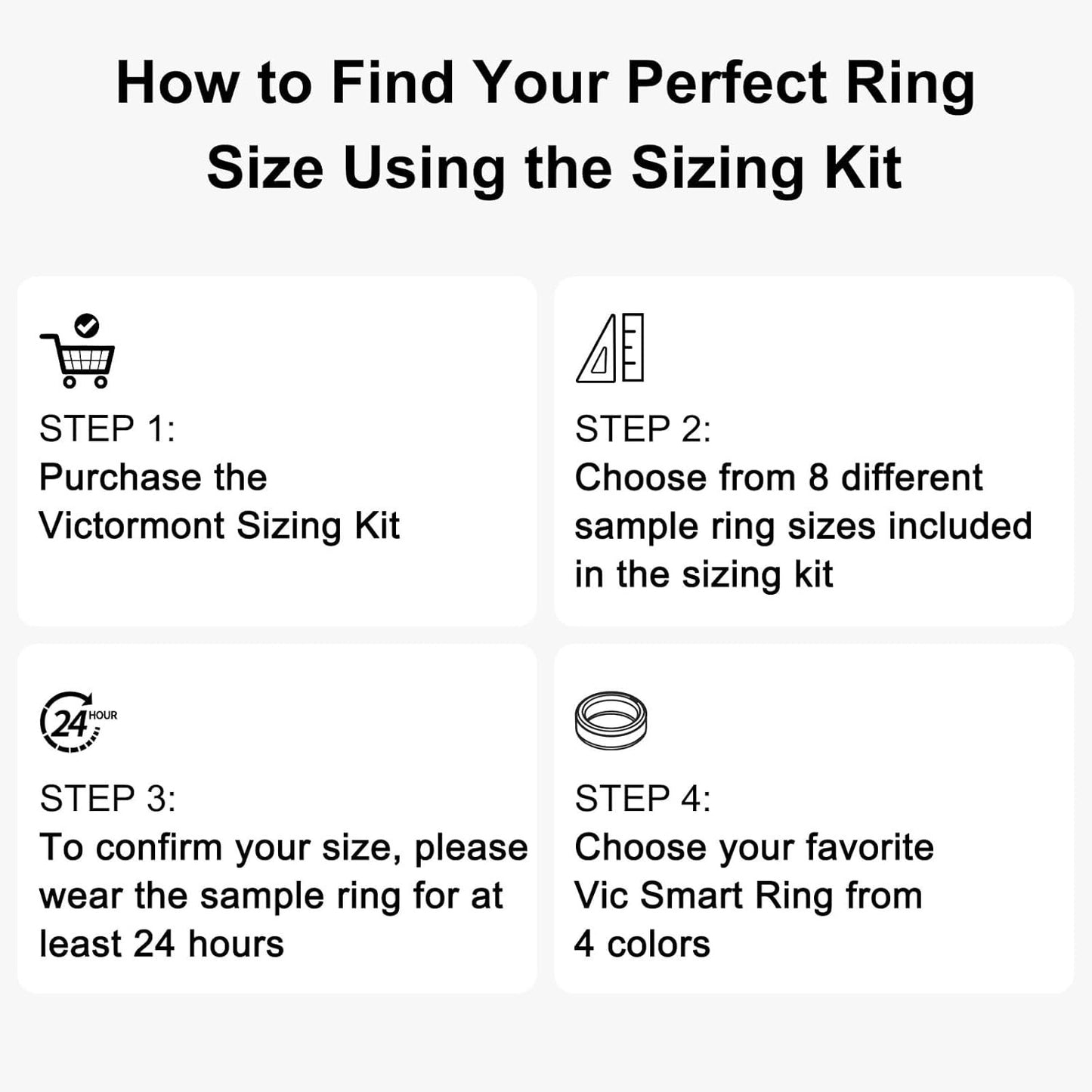 Victormont Smart Rings Sizing Kit - Size Before You Buy The Smart Ring, Outstanding Sizing - Includes 8 Sample Ring Sizes